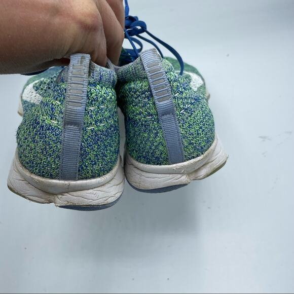 Nike Blue & Green Flyknit Zoom Running Shoes Sneakers Womens 8.5 Athletic Sporty - Picture 9 of 13